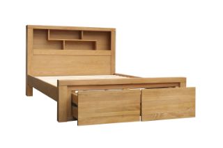 Picture of HEYFIELD Solid Oak Bed Frame with Storage - Queen