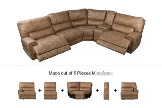 Picture of NAKEETA Reclining Sofa - 5PC Sofa Set (LAF Power Recliner + Non-Powered Armless + Corner + Console + RAF Power Recliner)