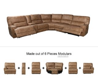 Picture of NAKEETA Reclining Sofa - 6PC Sofa Set (LAF Power Recliner + Console + Non-Powered Armless + Corner + Powered Armless Recliner + RAF Power Recliner)