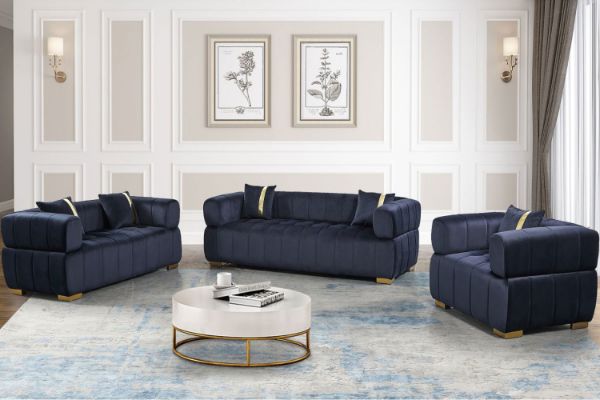 Picture of VEGAS Chesterfield Velvet  Sofa (Black)  - 3+2+1 Sofa Set 