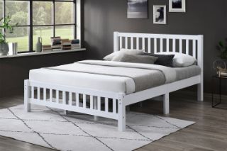 Picture of FORESTER Solid Wood Bed Frame (White) - Queen Size