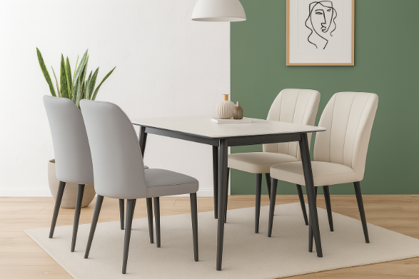 Picture of MIKASA 120 Sintered Stone Top 5PC Dining Set (Crisp-White Table)