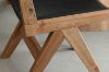 Picture of TIMBERA Solid Reclaimed Pine Wood Frame Dining Chair with Genuine Leather Seat and Backrest