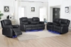 Picture of MARVIN Air Leather Manual Reclining Sofa Range (Black) - 3 Seat with Drop Down Cup Holders & Wireless Charger (3RRC)