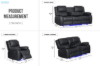 Picture of MARVIN Air Leather Manual Reclining Sofa Range (Black) - 3 Seat with Drop Down Cup Holders & Wireless Charger (3RRC)