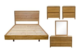 Picture of BRITTON Australian Marri Hardwood Bedroom Combo Set- 5PC Queen