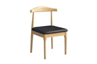 Picture of HORN Solid Wood Dining Chair with Black Cushion (Natural Color) - Each