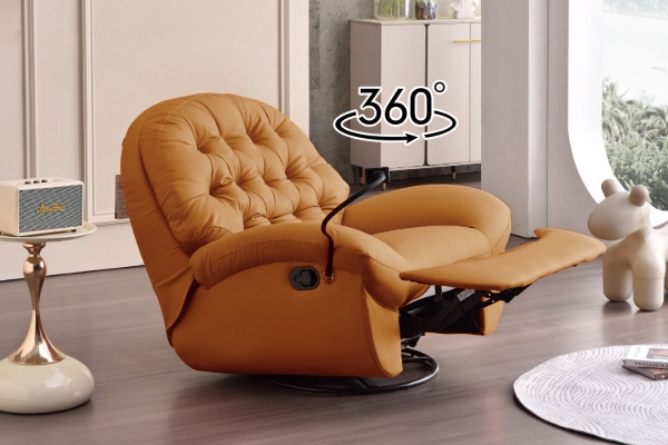 Picture of [FLOOR MODEL CLEARANCE] SANO 360° Swivel Manual Recliner Lounge Chair with Mobile Holder (Orange)