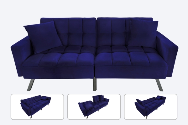 Picture of LUMI Convertible Sofa Bed with Adjustable Split-Back (Blue)