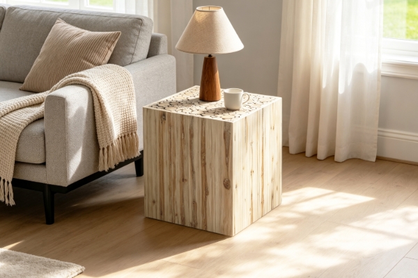 Picture of GRAYSON Square Teak Wood Side Table/Stool